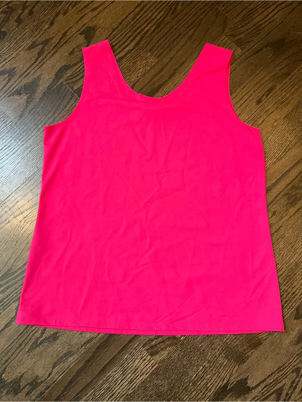 Chico's Bright Pink Scoop Neck Tank stretch Chicos sz 2 (12-14) never worn - Picture 2 of 4